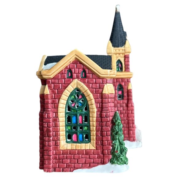 Bedford Falls Church: Lighted Porcelain Christmas Village Collectible - Picture 3 of 11